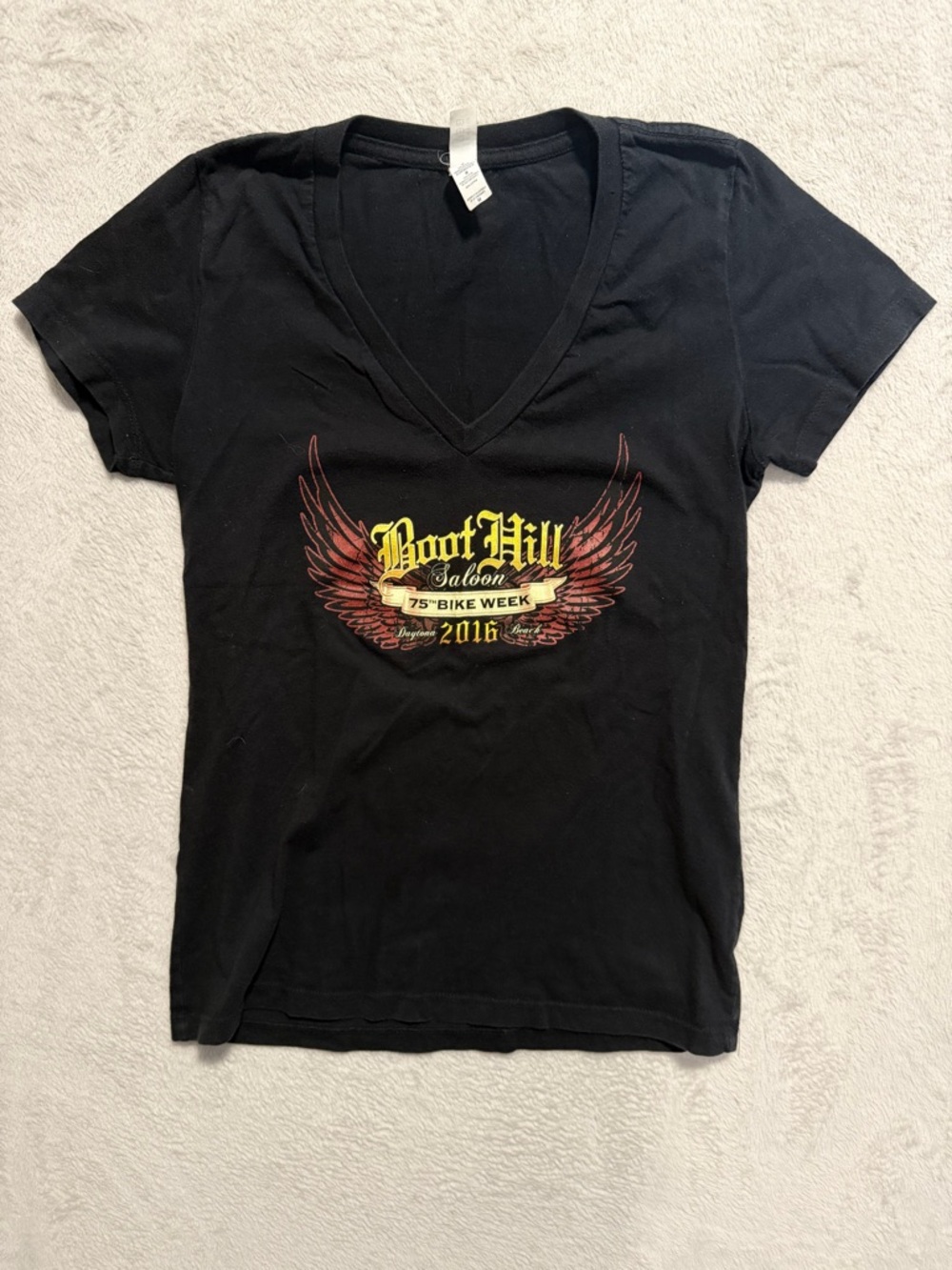 Bella Canvas Black V-Neck Tee Boot Hill 75th Bike Week